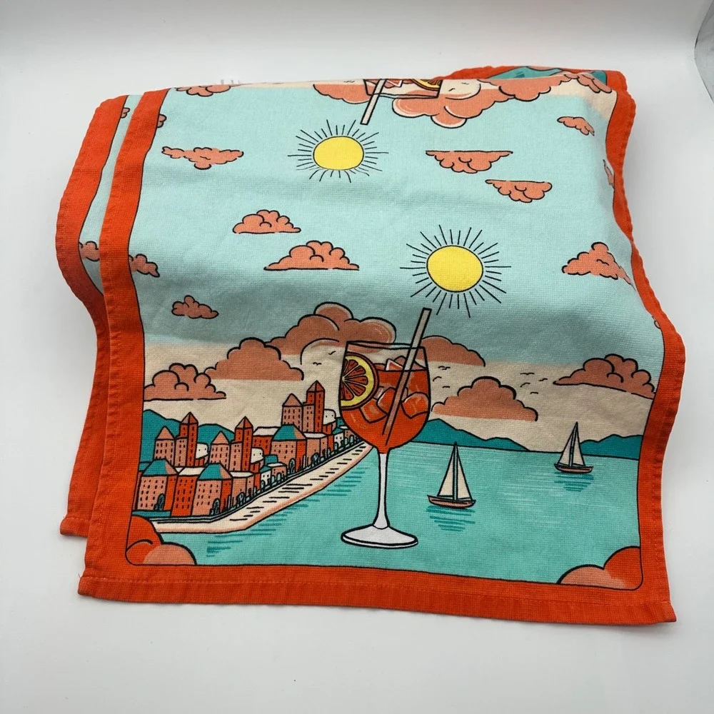 Deborah Connolly Designs Kitchen Towels Set of 2 Sangria Sailboat Beach Cocktail